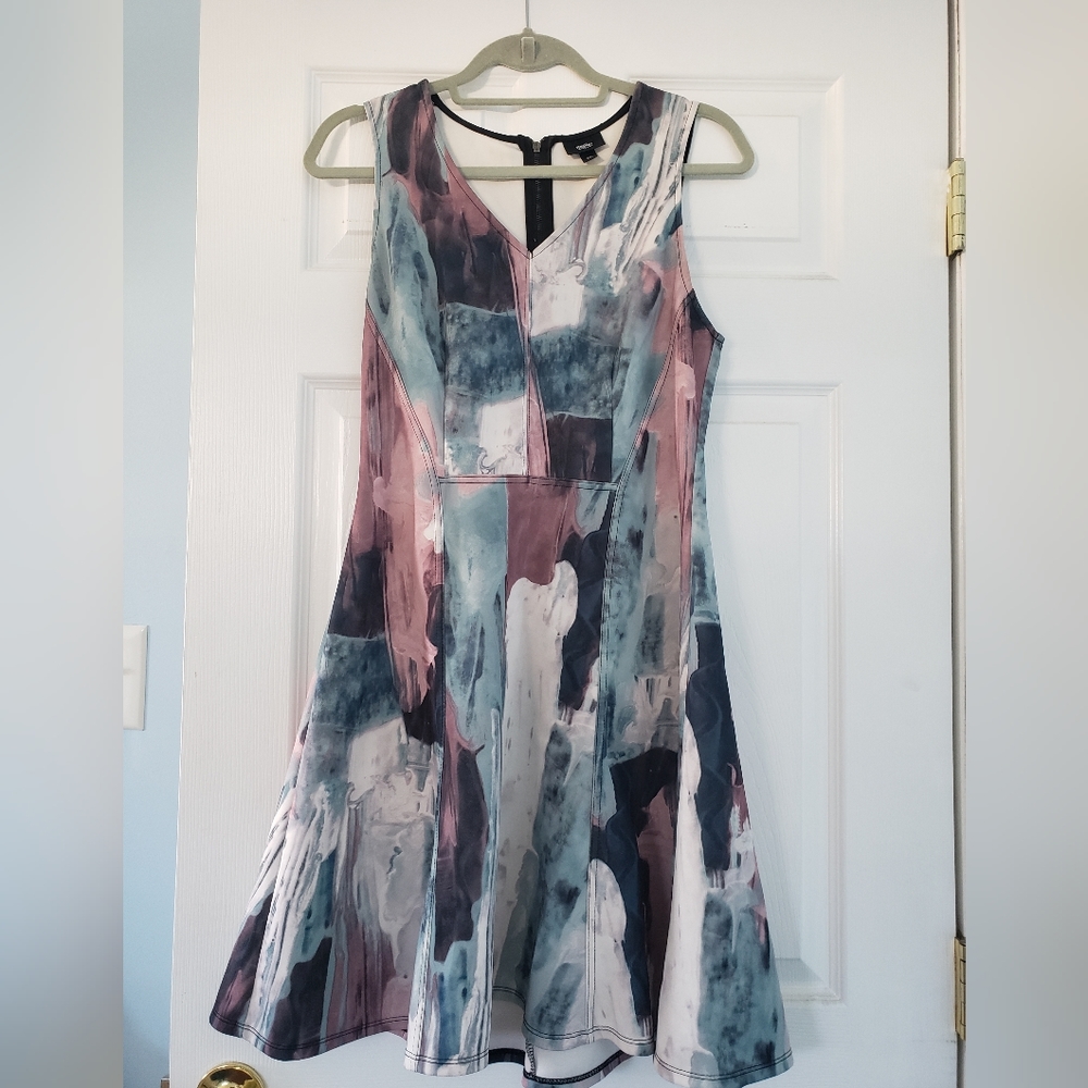 Mossimo Light Blue & Pink Knee Length Dress